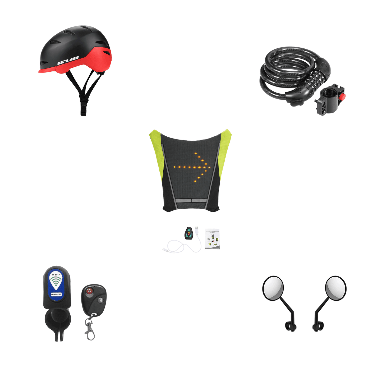 Security Pack (Antifurto + Frecce Segnaletiche + Specchietti Retrovisori + Casco + Catena) - Monopattino Expert - L'unico con Consulenza Telefonica A 360° Completamente Gratuita